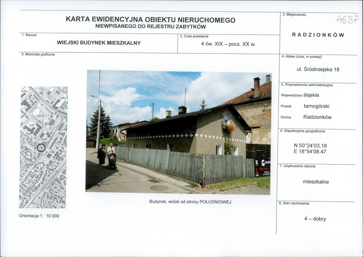 Karta obiektu niewpisanego do rejestru, skan nr 1