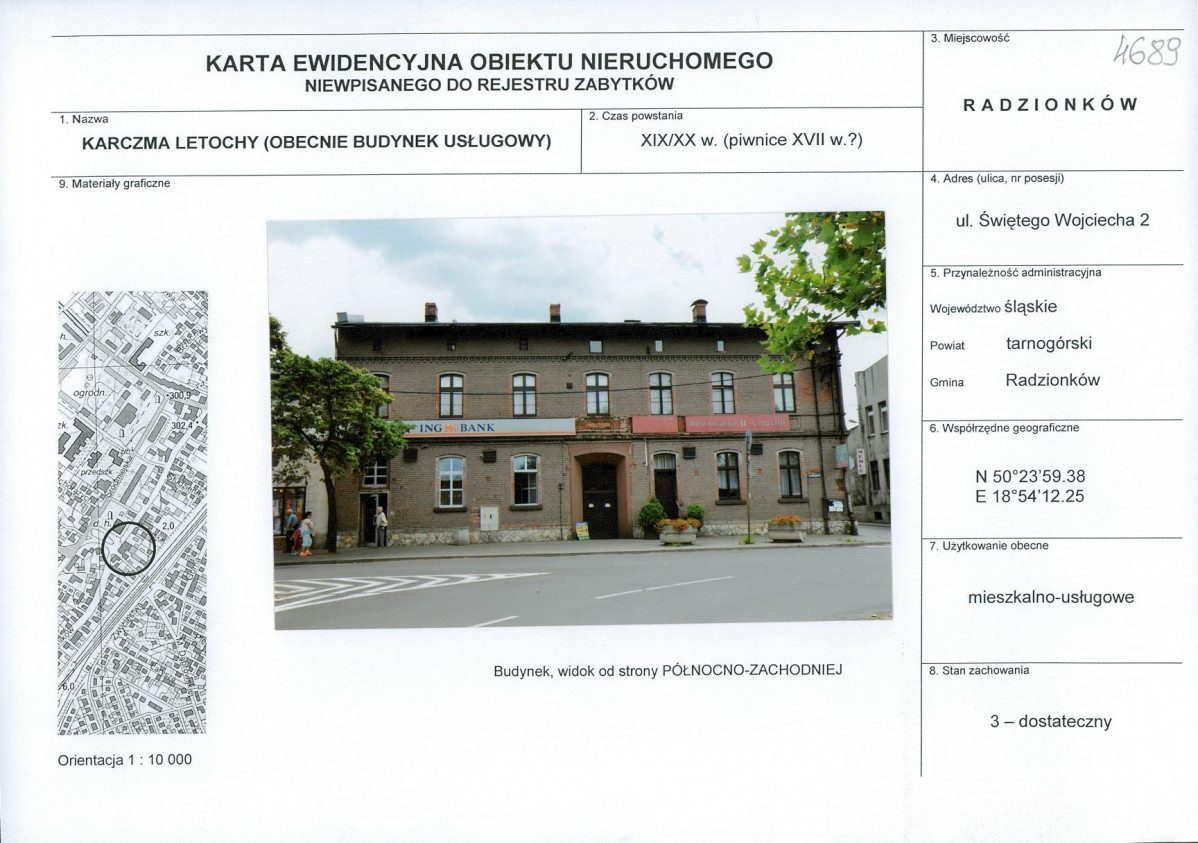 Karta obiektu niewpisanego do rejestru, skan nr 1