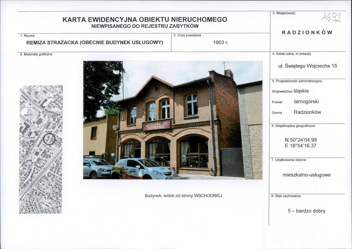 Karta obiektu niewpisanego do rejestru, skan nr 1