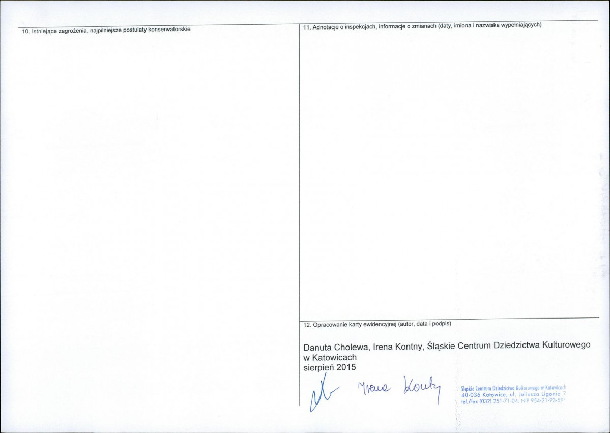 Karta obiektu niewpisanego do rejestru, skan nr 2