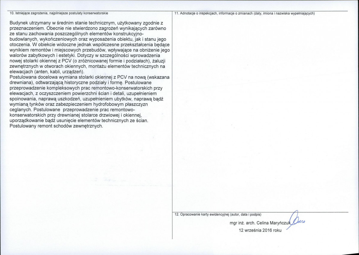 Karta obiektu niewpisanego do rejestru, skan nr 2