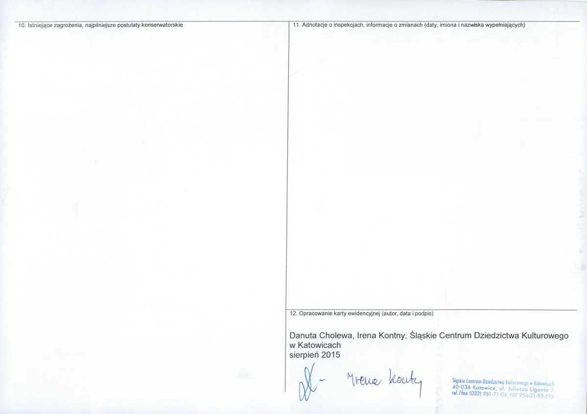 Karta obiektu niewpisanego do rejestru, skan nr 2