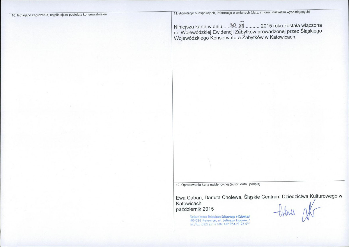 Karta obiektu niewpisanego do rejestru, skan nr 2