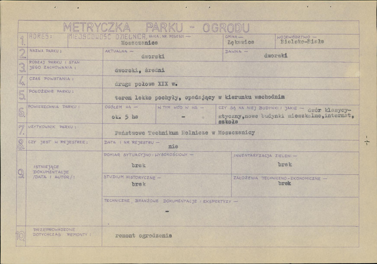 Ewidencja parkowa, skan nr 2