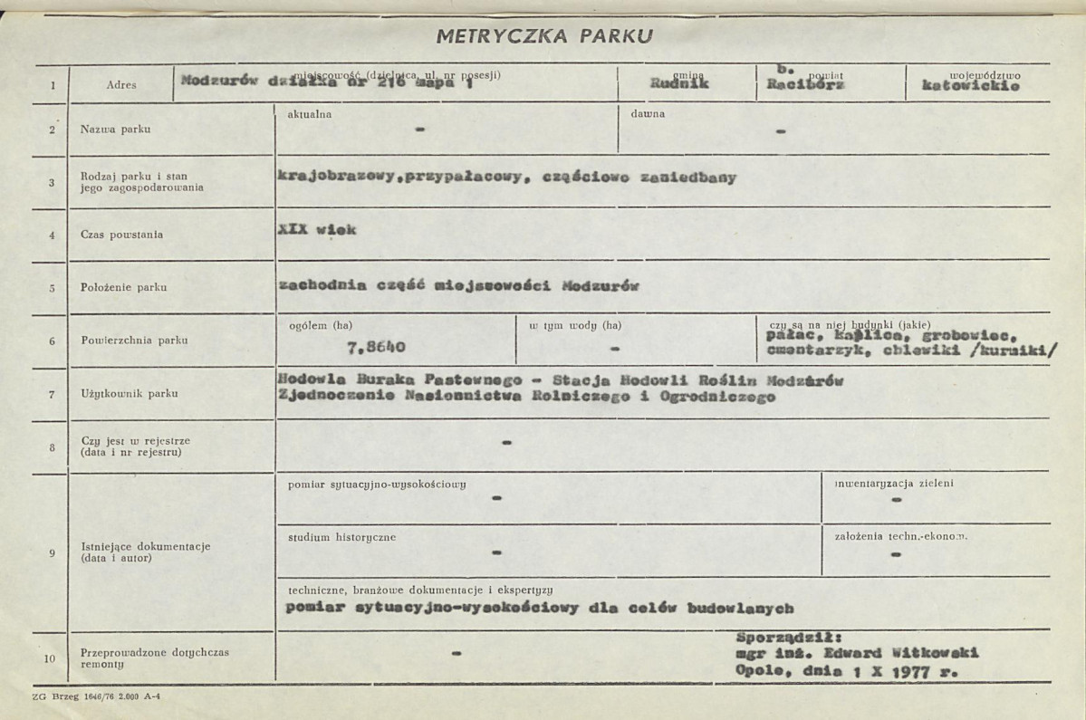 Ewidencja parkowa, skan nr 8
