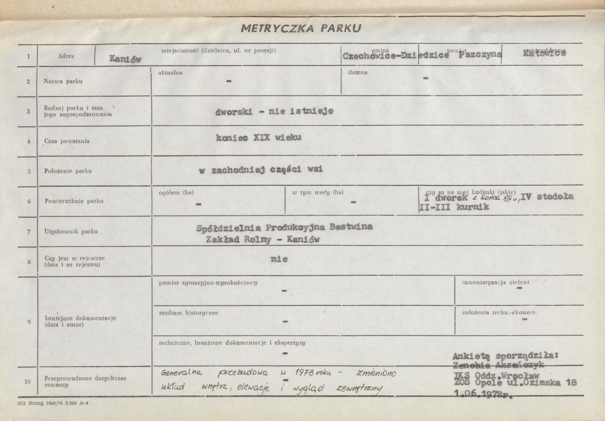 Ewidencja parkowa, skan nr 8