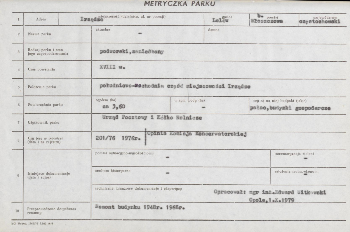 Ewidencja parkowa, skan nr 9