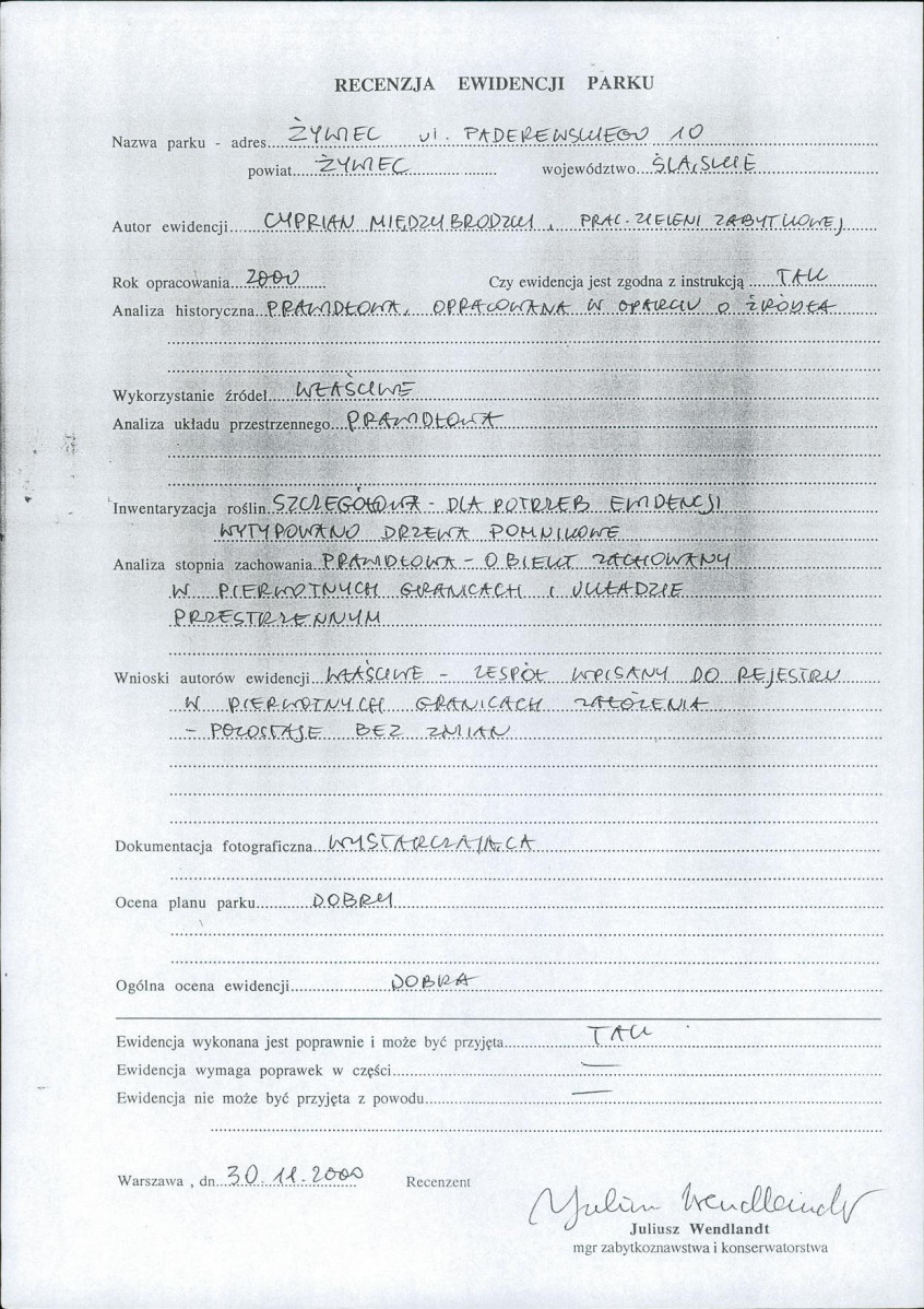 EP - Ewidencja parkowa, skan nr 4