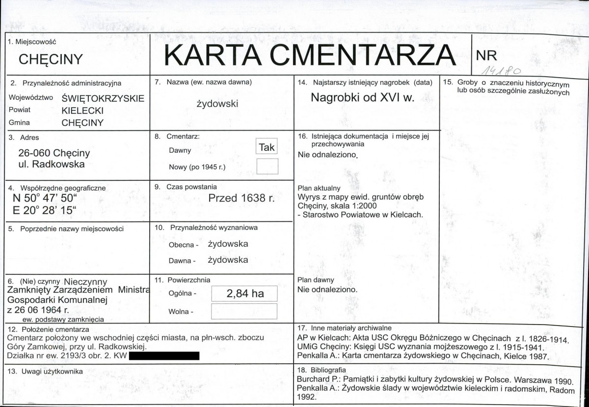 KC - Karta cmentarza, skan nr 1