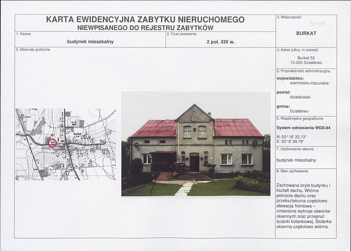 Karta obiektu niewpisanego do rejestru, skan nr 1
