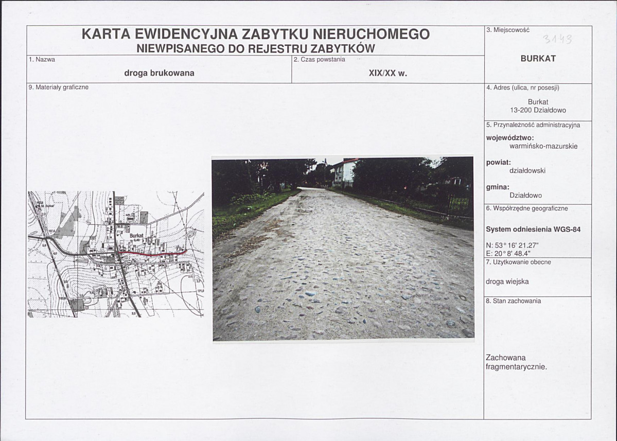 Karta obiektu niewpisanego do rejestru, skan nr 1