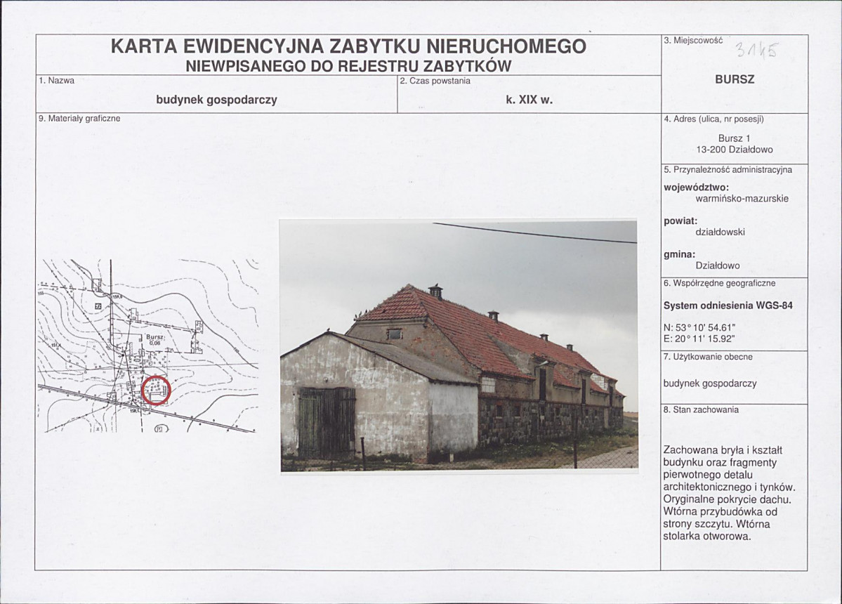Karta obiektu niewpisanego do rejestru, skan nr 1