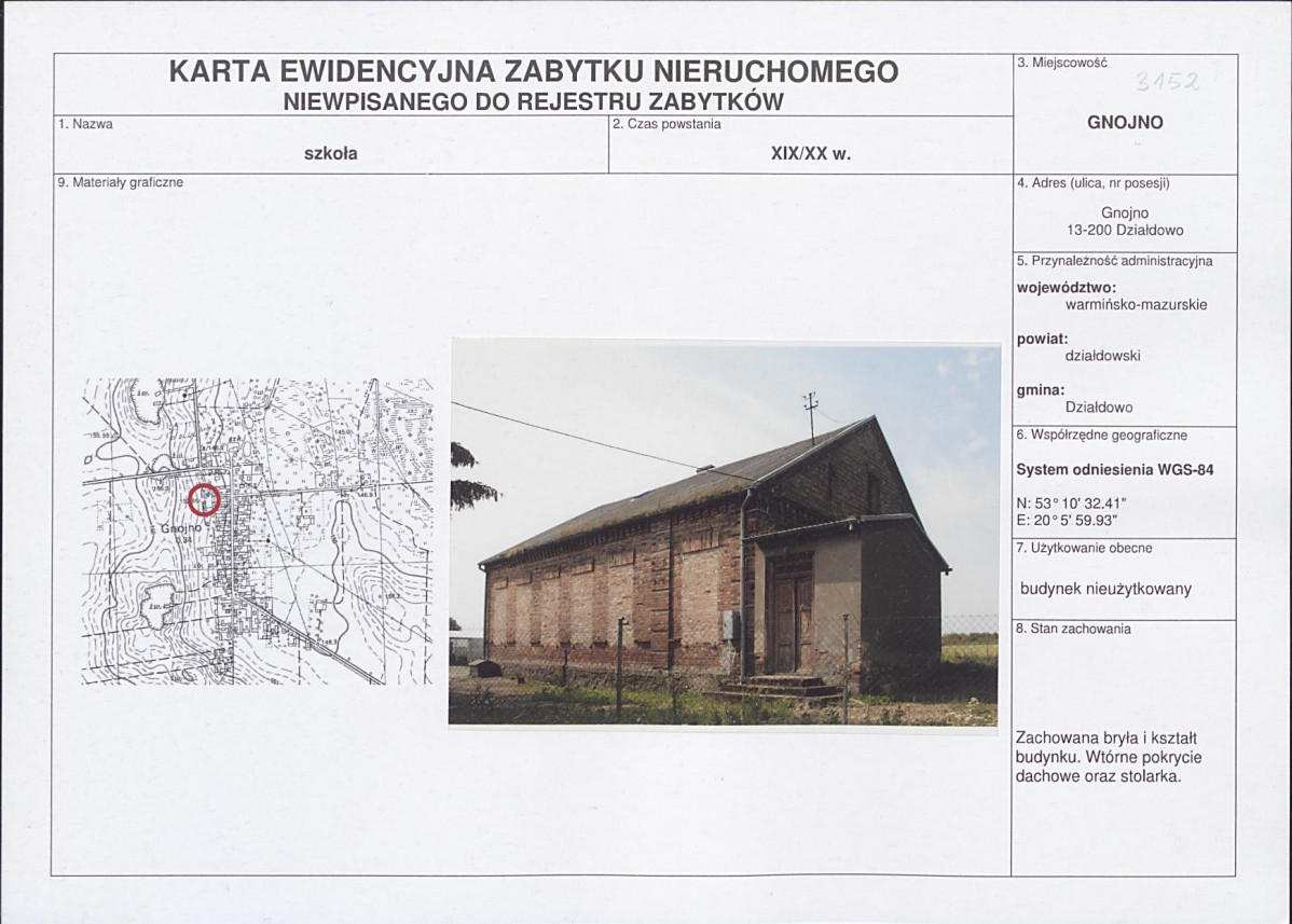 Karta obiektu niewpisanego do rejestru, skan nr 1
