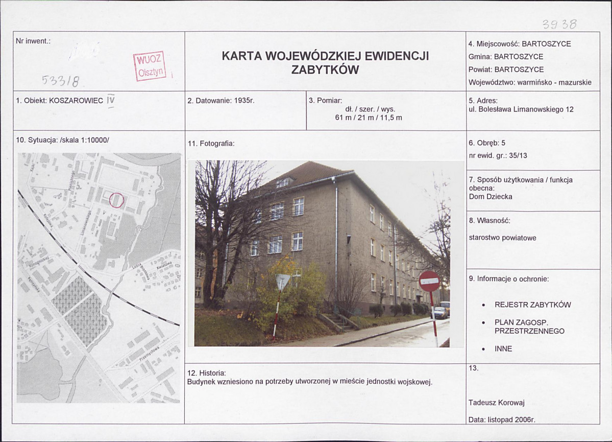 Karta obiektu niewpisanego do rejestru, skan nr 1
