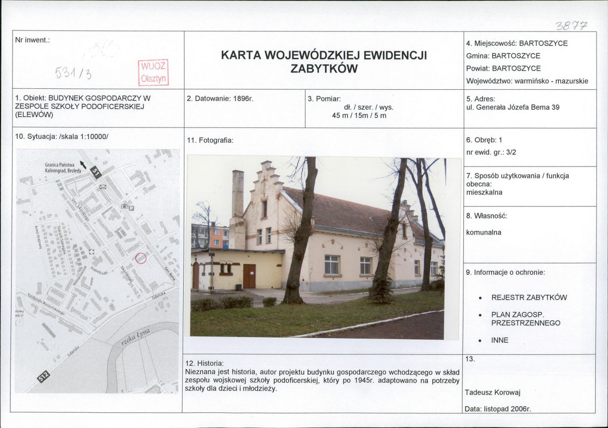 Karta obiektu niewpisanego do rejestru, skan nr 1