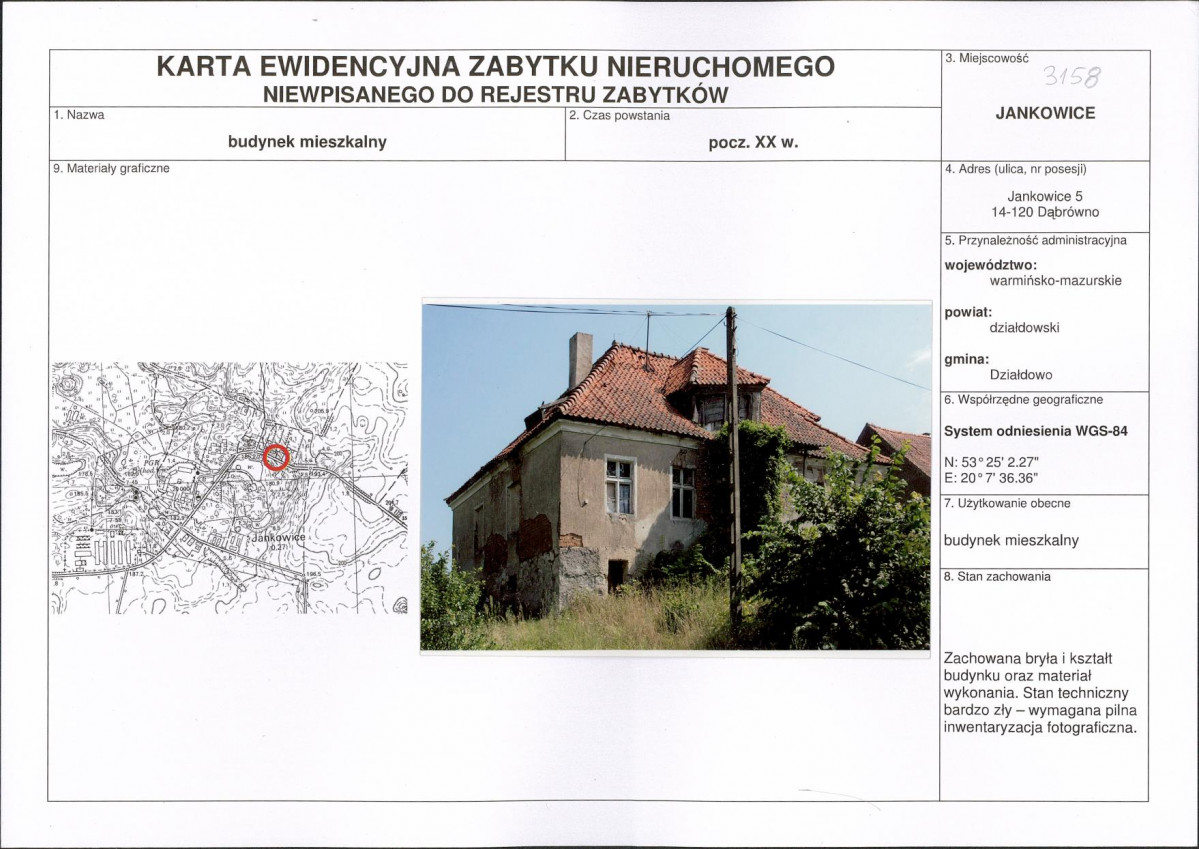 Karta obiektu niewpisanego do rejestru, skan nr 1
