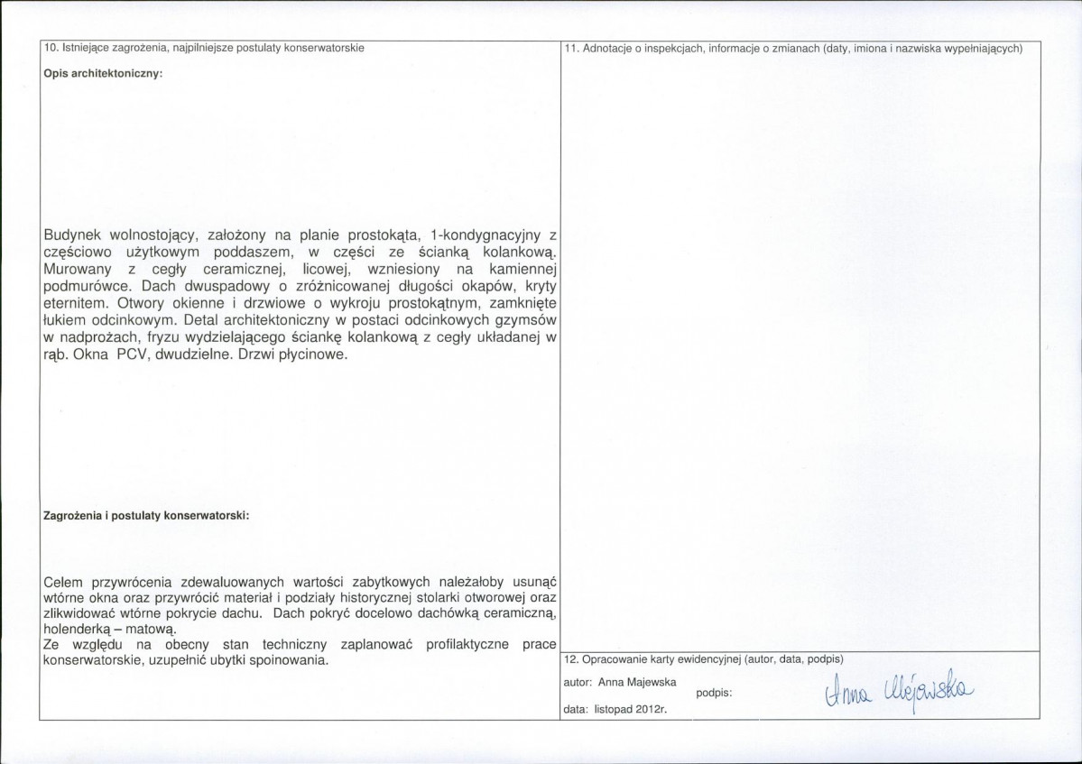 Karta obiektu niewpisanego do rejestru, skan nr 2