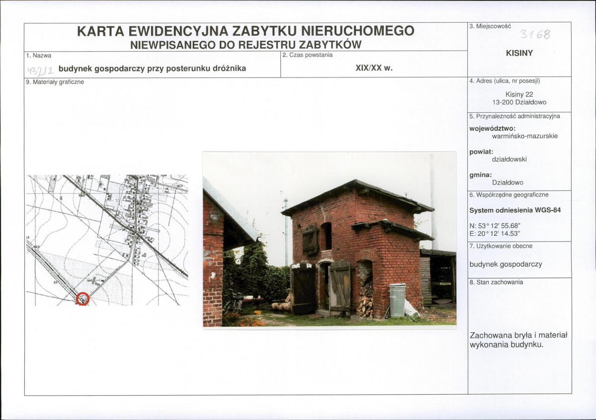 Karta obiektu niewpisanego do rejestru, skan nr 1