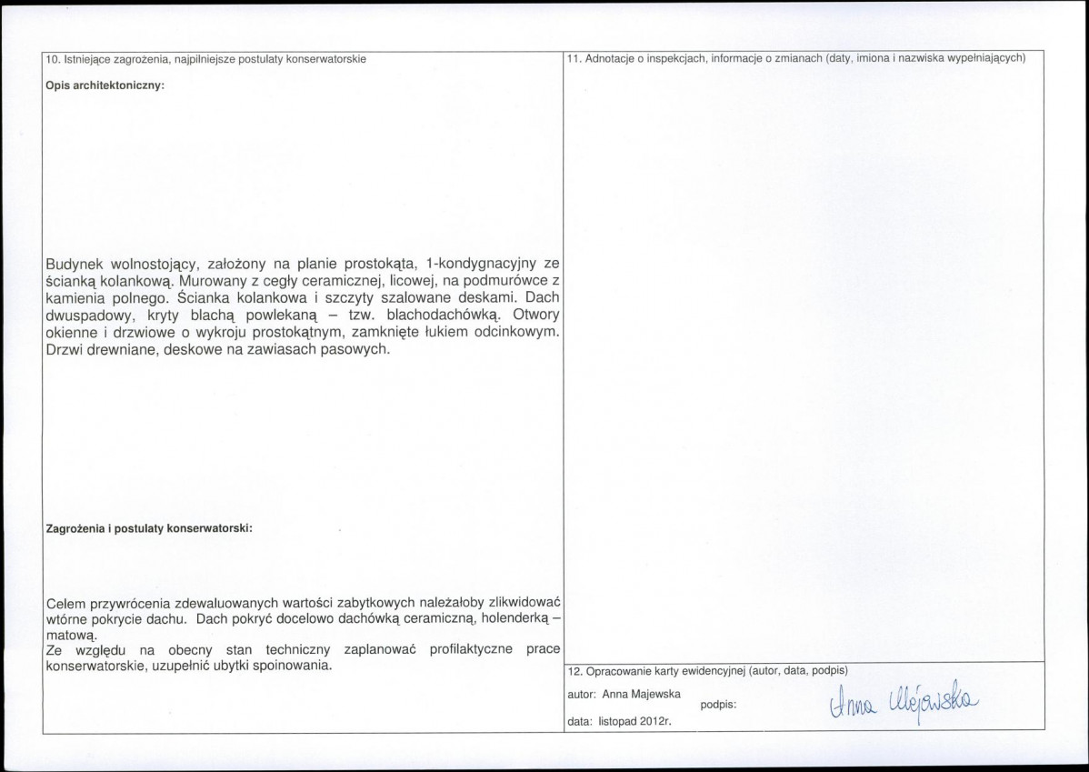 Karta obiektu niewpisanego do rejestru, skan nr 2