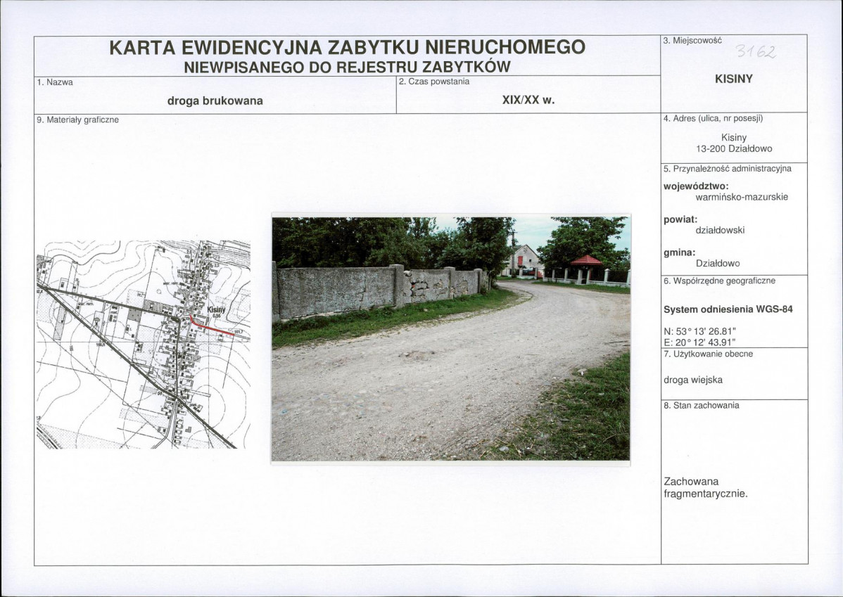 Karta obiektu niewpisanego do rejestru, skan nr 1