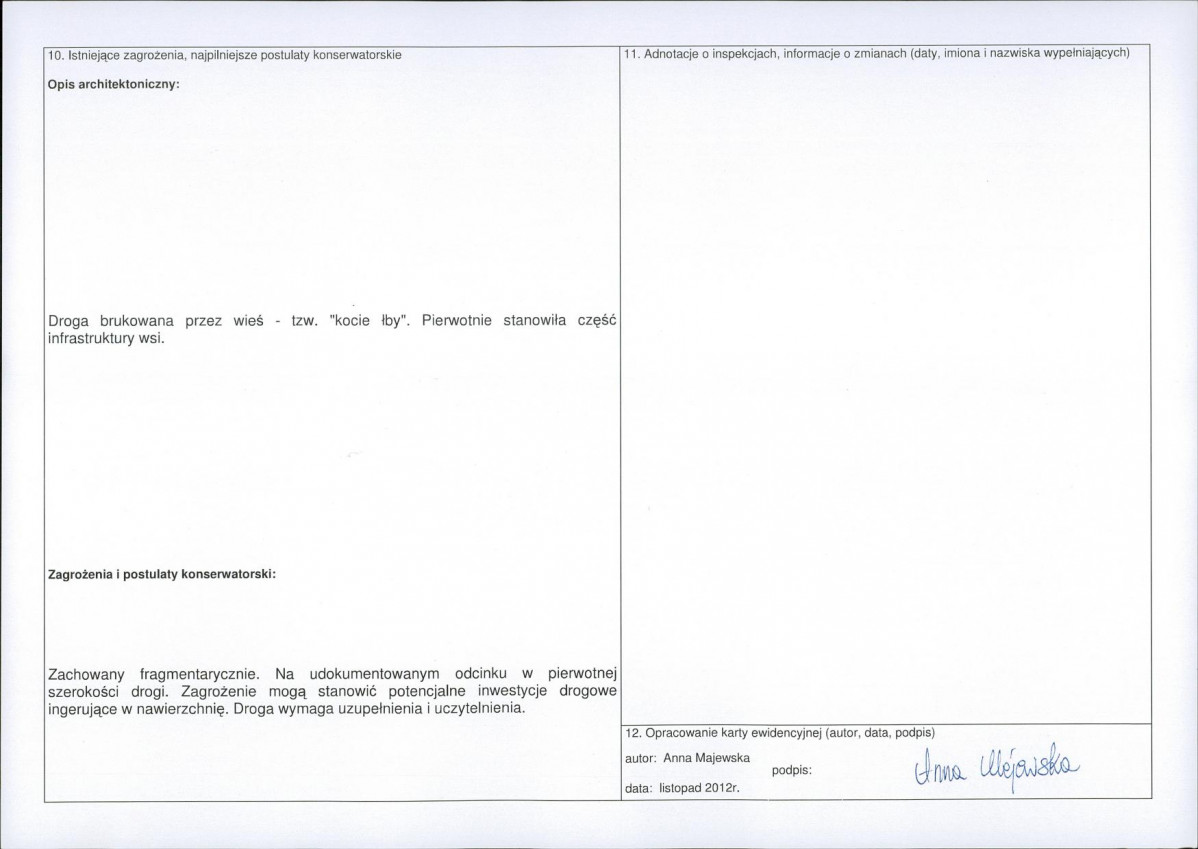 Karta obiektu niewpisanego do rejestru, skan nr 2