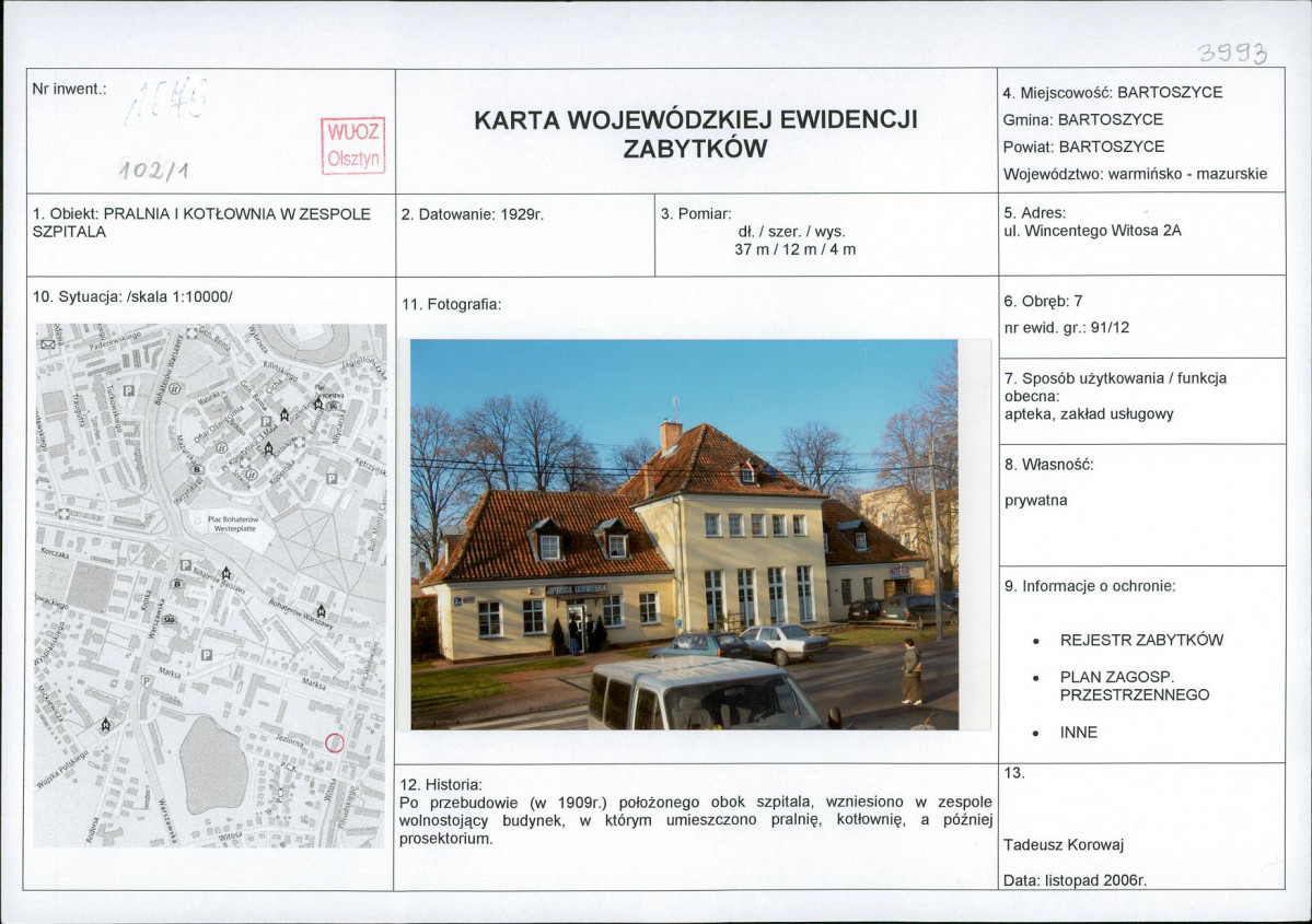 Karta obiektu niewpisanego do rejestru, skan nr 1