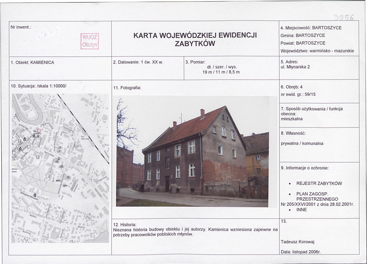 Karta obiektu niewpisanego do rejestru, skan nr 1