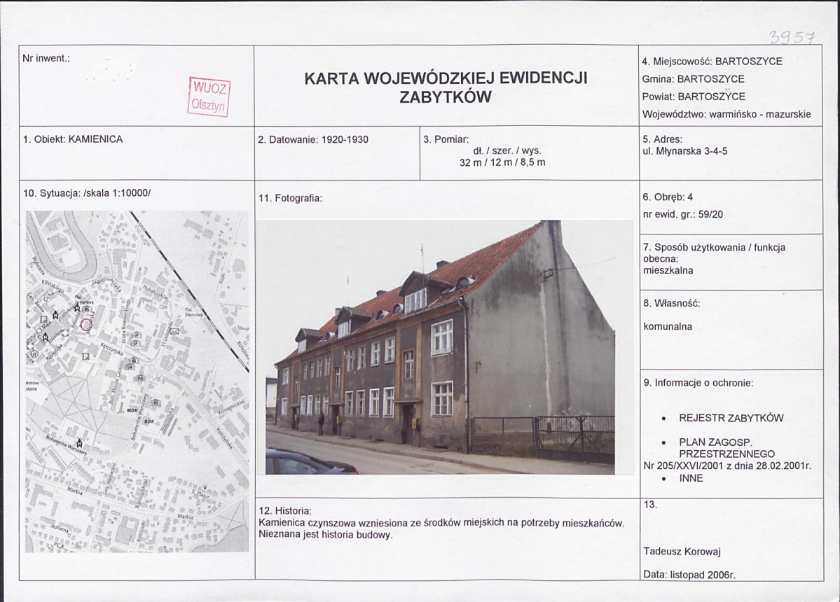 Karta obiektu niewpisanego do rejestru, skan nr 1