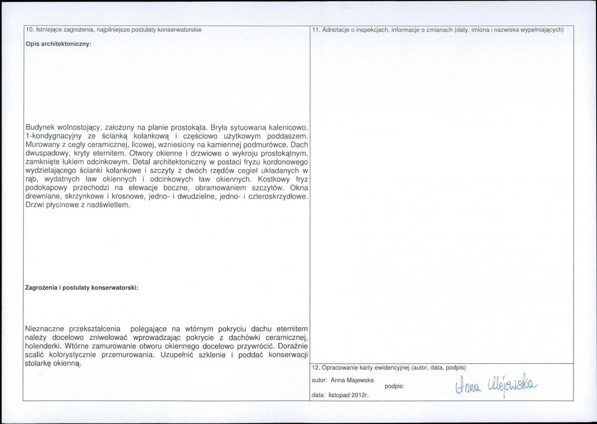 Karta obiektu niewpisanego do rejestru, skan nr 2
