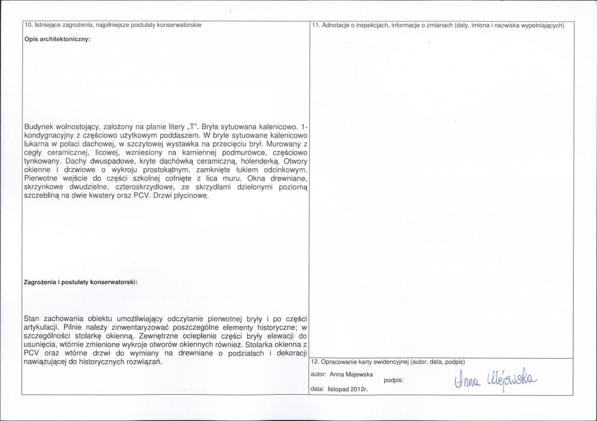 Karta obiektu niewpisanego do rejestru, skan nr 2