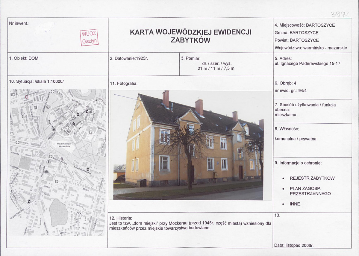 Karta obiektu niewpisanego do rejestru, skan nr 1