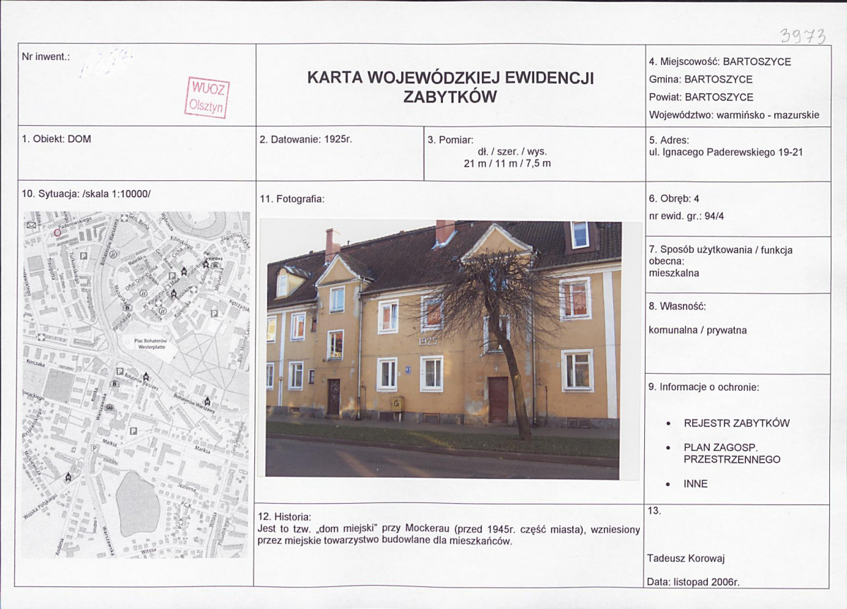 Karta obiektu niewpisanego do rejestru, skan nr 1