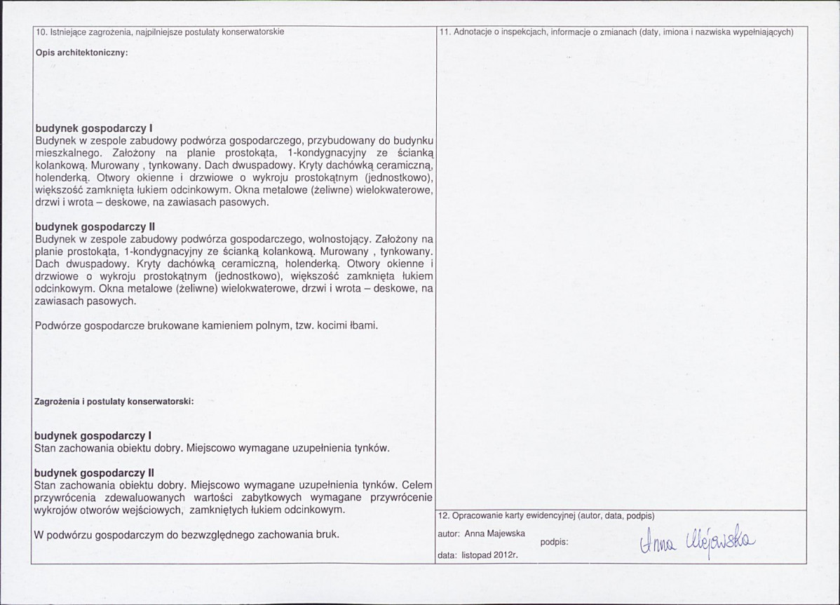 Karta obiektu niewpisanego do rejestru, skan nr 2