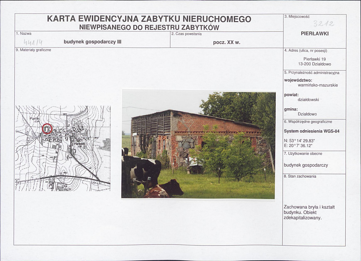 Karta obiektu niewpisanego do rejestru, skan nr 1