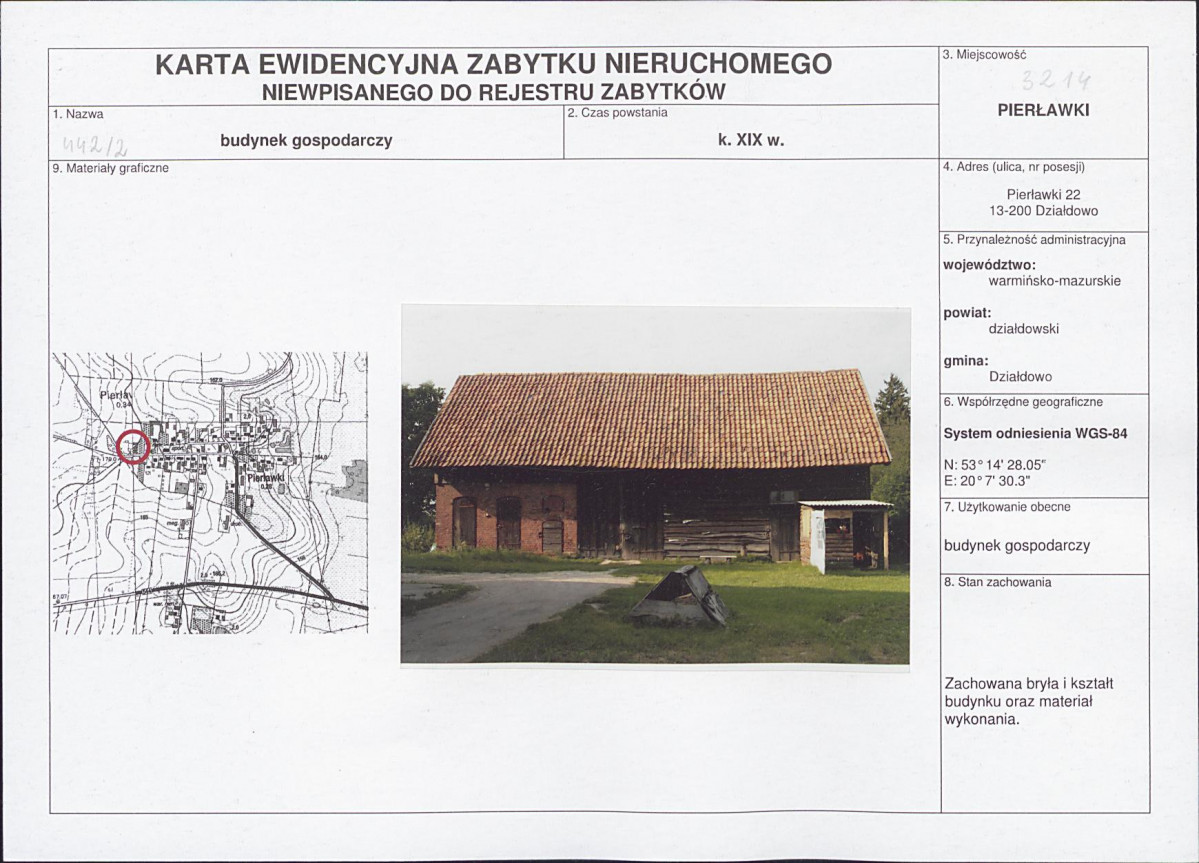 Karta obiektu niewpisanego do rejestru, skan nr 1
