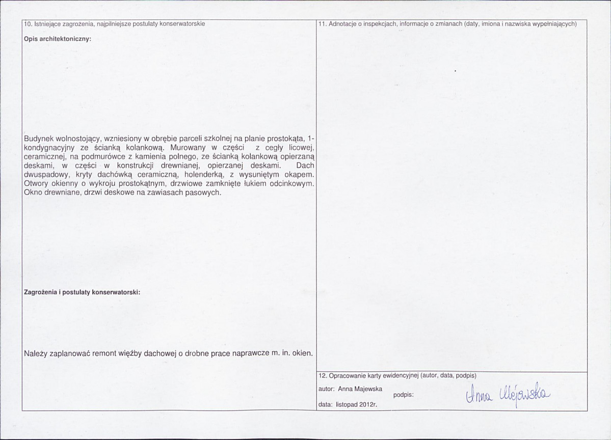 Karta obiektu niewpisanego do rejestru, skan nr 2