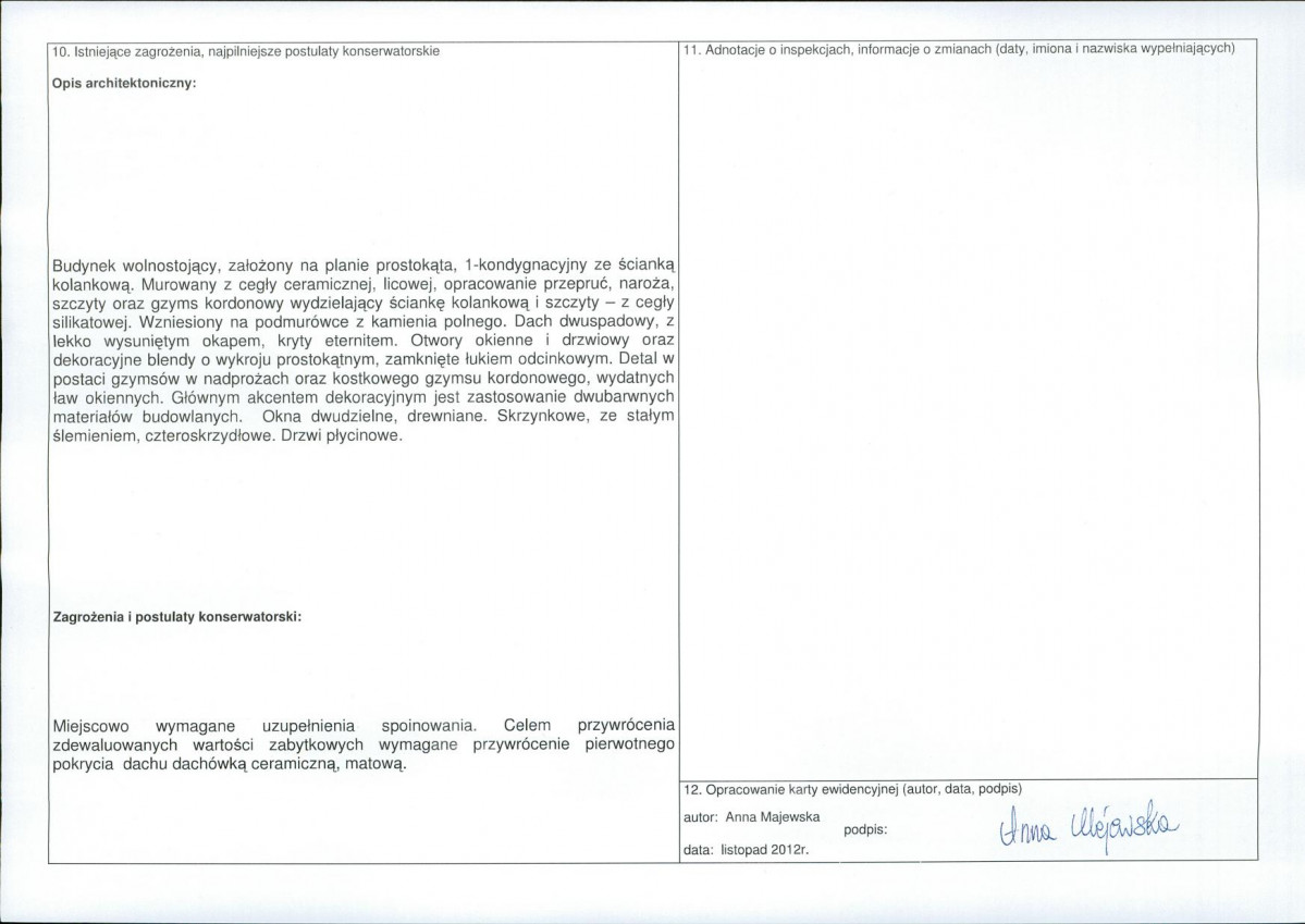 Karta obiektu niewpisanego do rejestru, skan nr 2