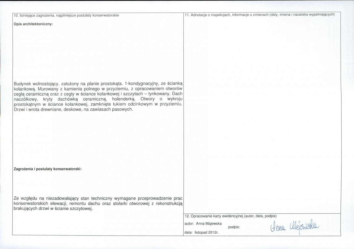 Karta obiektu niewpisanego do rejestru, skan nr 2