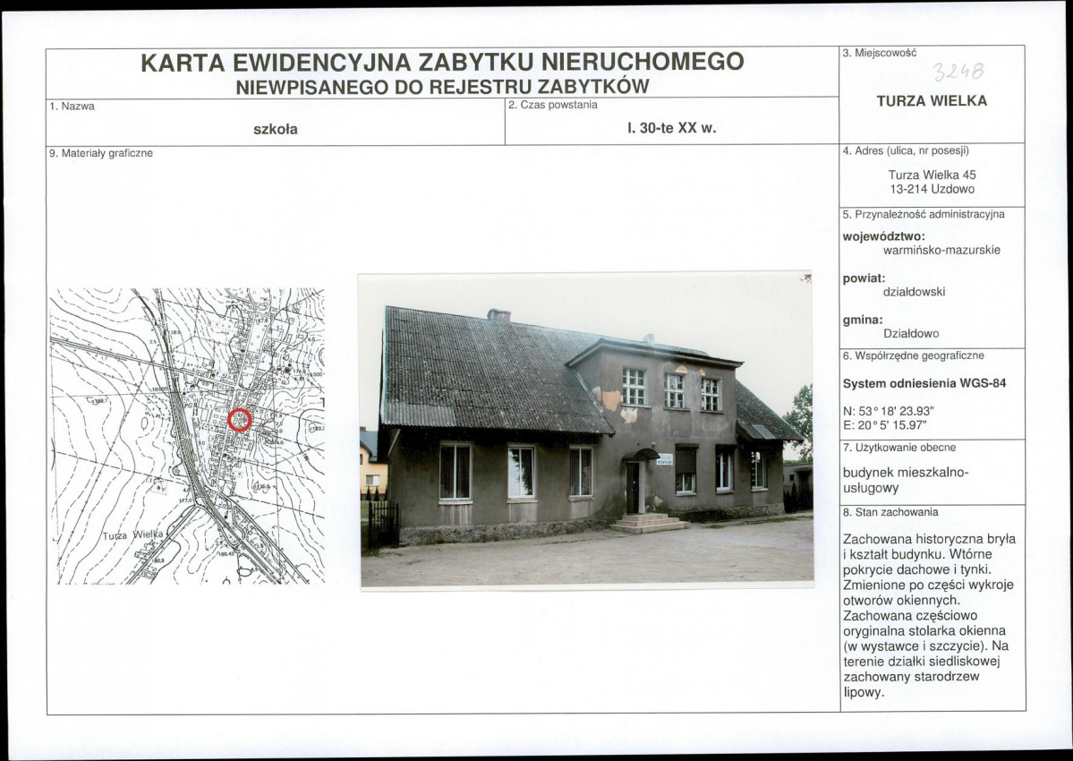 Karta obiektu niewpisanego do rejestru, skan nr 1