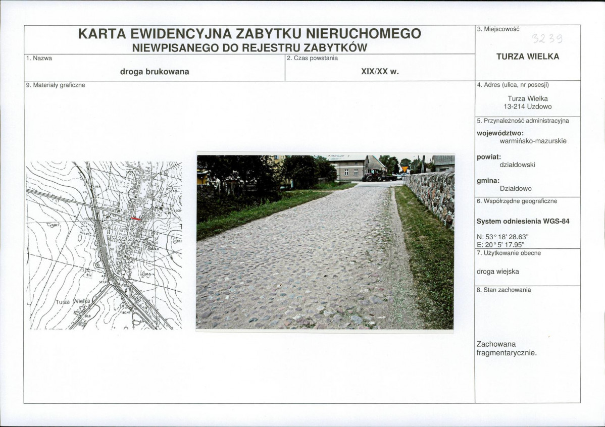 Karta obiektu niewpisanego do rejestru, skan nr 1