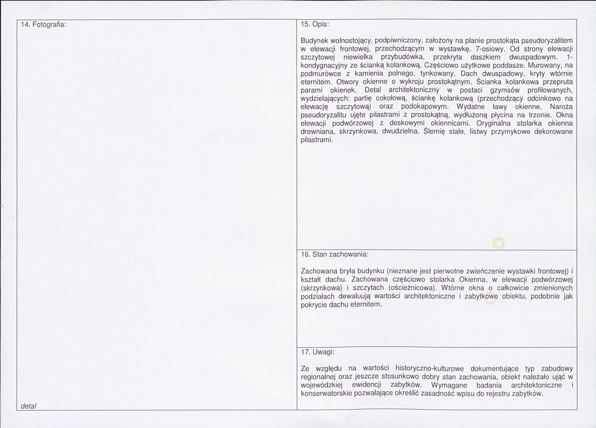 Karta obiektu niewpisanego do rejestru, skan nr 2