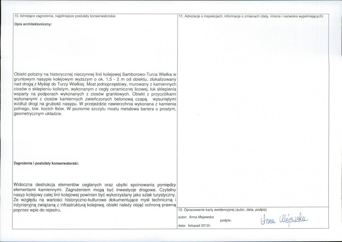 Karta obiektu niewpisanego do rejestru, skan nr 2