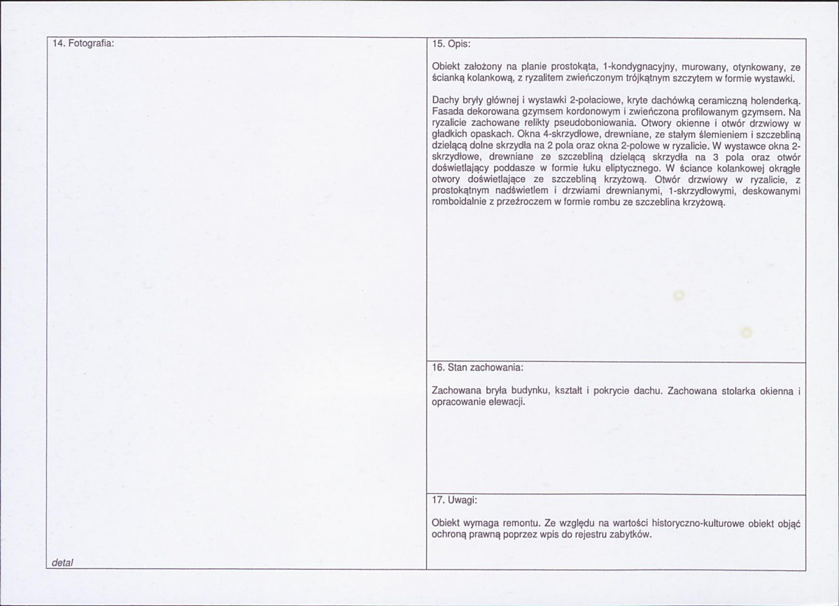 Karta obiektu niewpisanego do rejestru, skan nr 2