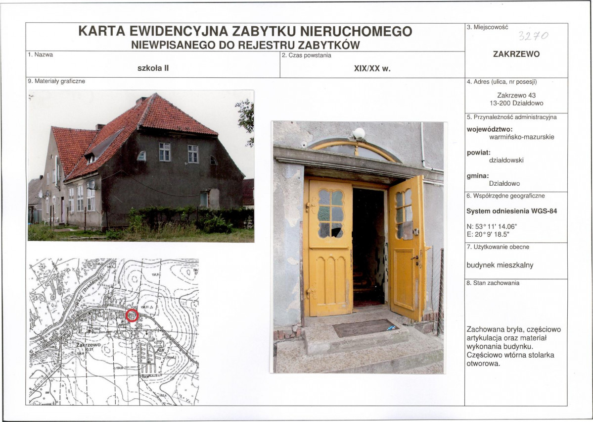 Karta obiektu niewpisanego do rejestru, skan nr 1