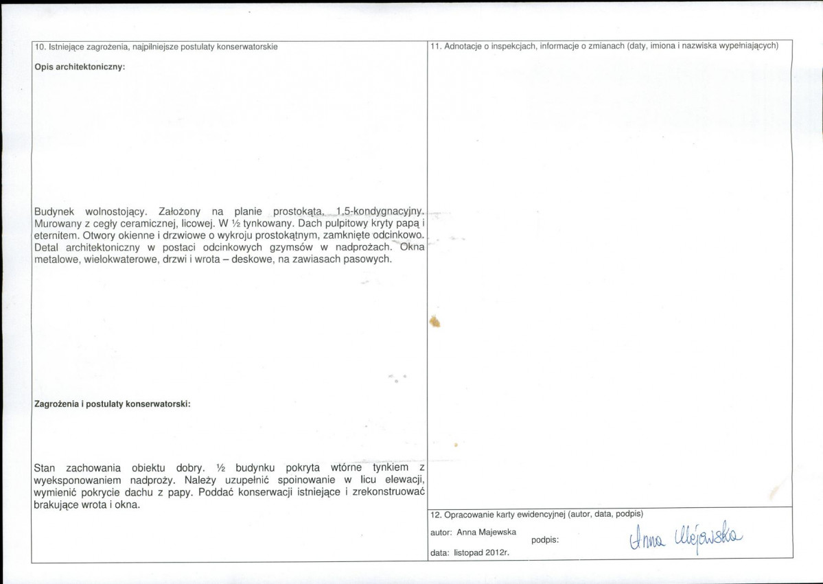 Karta obiektu niewpisanego do rejestru, skan nr 2