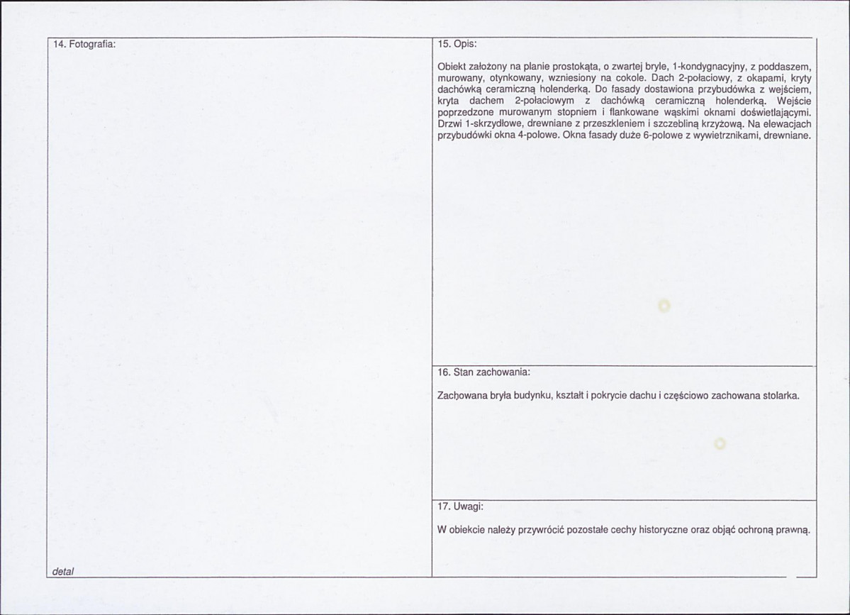 Karta obiektu niewpisanego do rejestru, skan nr 2