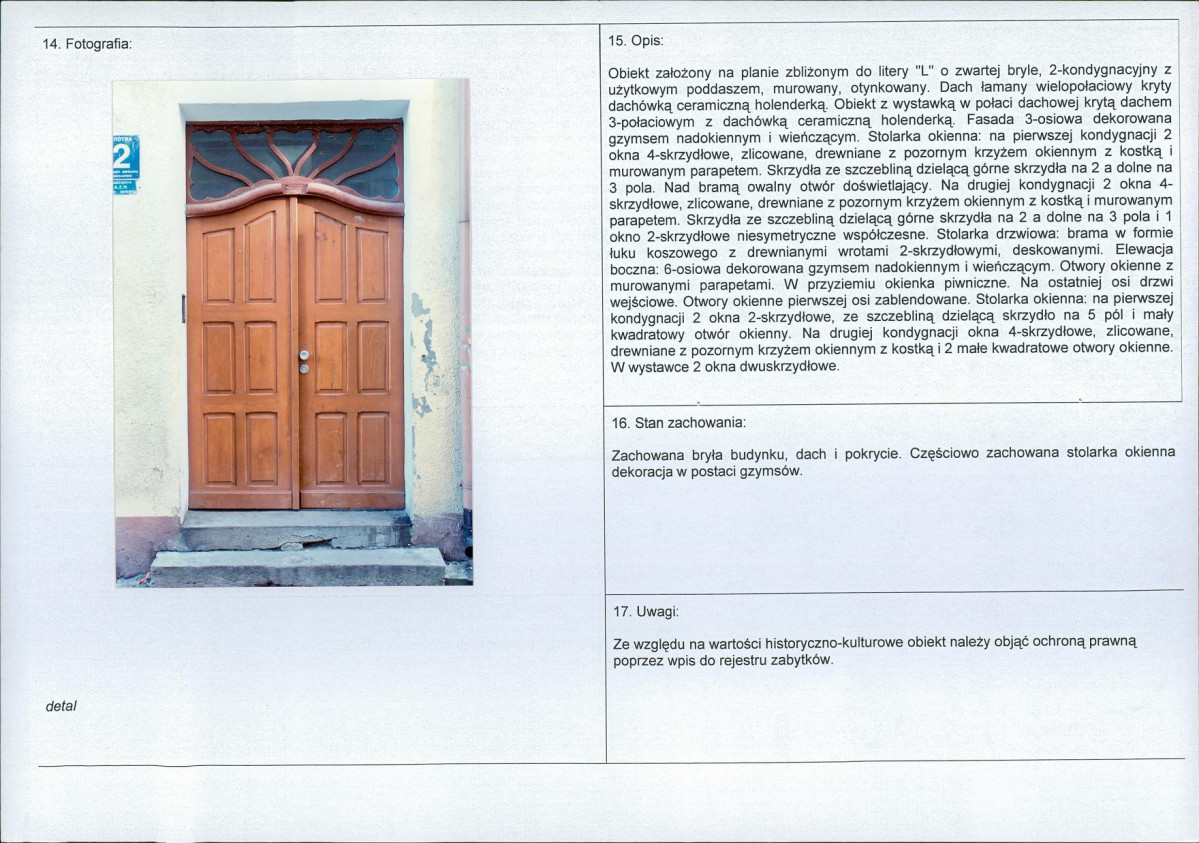 Karta obiektu niewpisanego do rejestru, skan nr 2