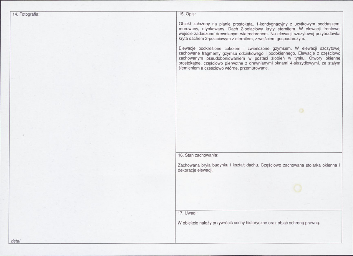 Karta obiektu niewpisanego do rejestru, skan nr 2