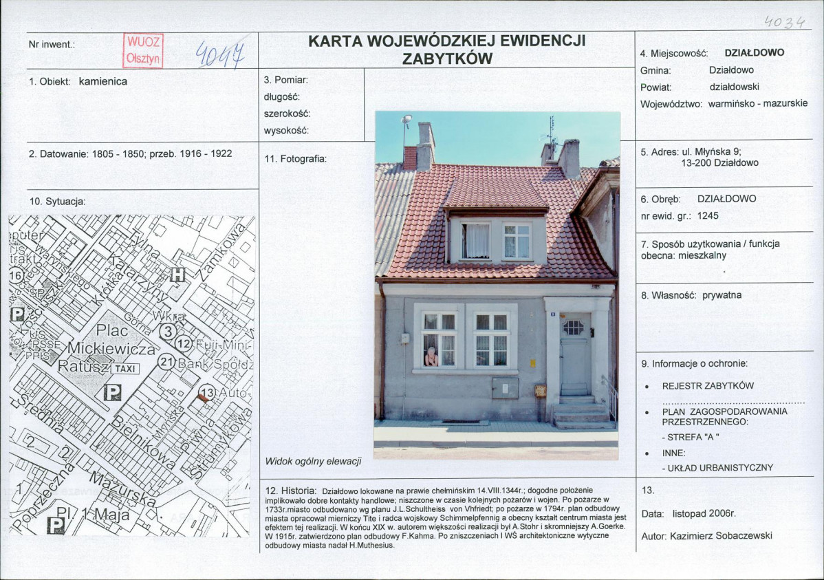 Karta obiektu niewpisanego do rejestru, skan nr 1