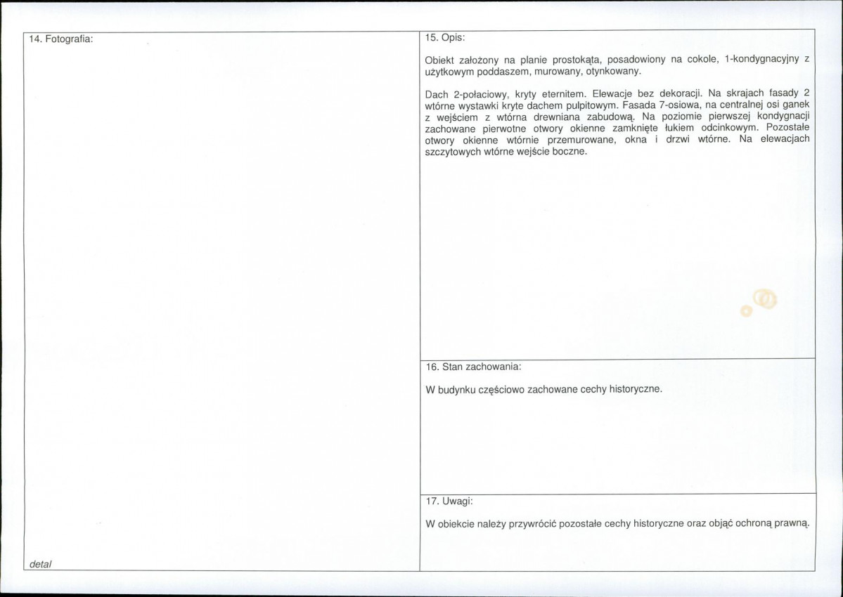 Karta obiektu niewpisanego do rejestru, skan nr 2